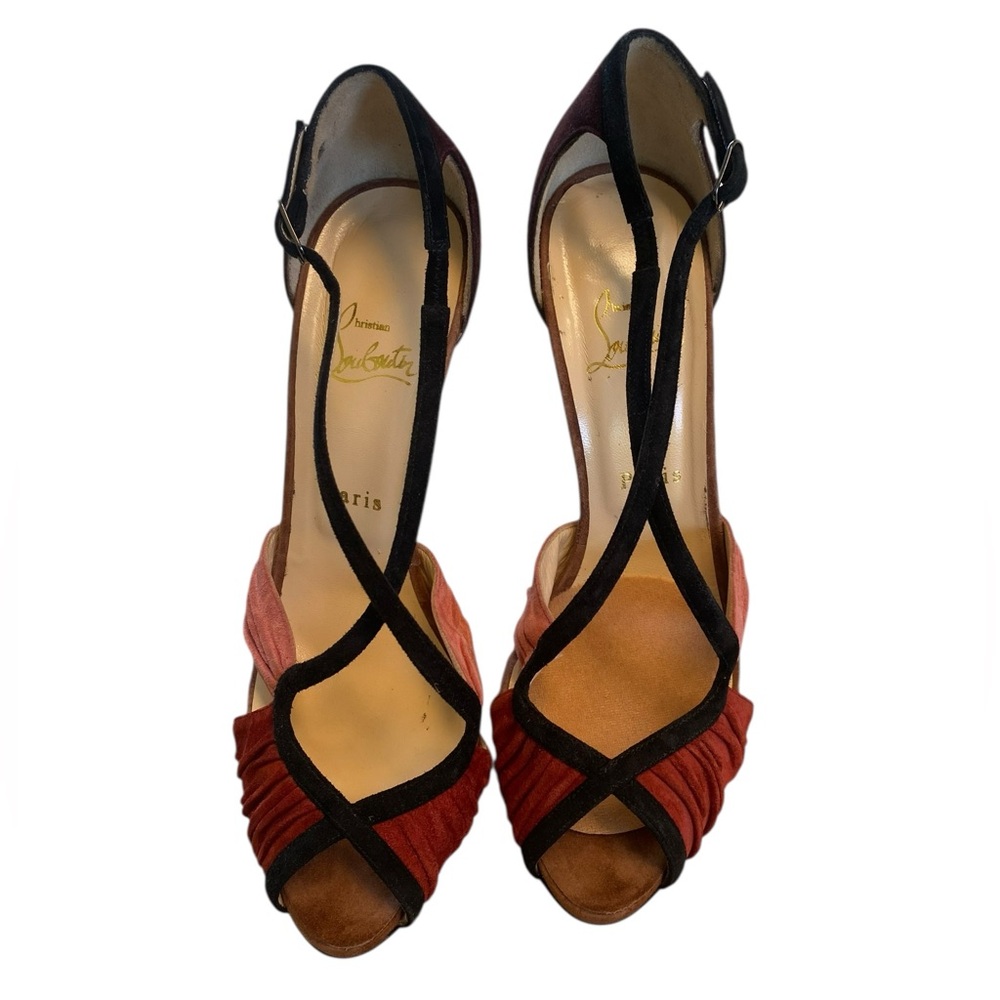 Christian Louboutin Velvet & Suede Colorblock Heels – Size 40 – Rare & Elegant ✨ - Picture 2 of 11
